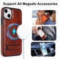 For iPhone 15 Plus Retro Leather Invisible Stand MagSafe Phone Case(Brown)