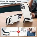 For iPhone 15 Pro Retro Leather Invisible Stand MagSafe Phone Case(White)