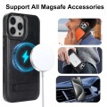 For iPhone 15 Pro Retro Leather Invisible Stand MagSafe Phone Case(Black)