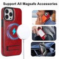 For iPhone 15 Pro Retro Leather Invisible Stand MagSafe Phone Case(Red)