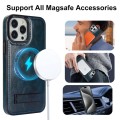 For iPhone 15 Pro Retro Leather Invisible Stand MagSafe Phone Case(Blue)