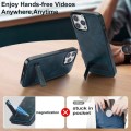 For iPhone 15 Pro Retro Leather Invisible Stand MagSafe Phone Case(Blue)