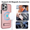 For iPhone 15 Pro Retro Leather Invisible Stand MagSafe Phone Case(Rose Gold)