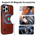 For iPhone 15 Pro Retro Leather Invisible Stand MagSafe Phone Case(Brown)