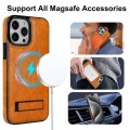 For iPhone 15 Pro Max Retro Leather Invisible Stand MagSafe Phone Case(Yellow)