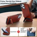 For iPhone 15 Pro Max Retro Leather Invisible Stand MagSafe Phone Case(Brown)