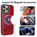 For iPhone 14 Pro Max Retro Leather Invisible Stand MagSafe Phone Case(Red)