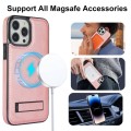 For iPhone 14 Pro Max Retro Leather Invisible Stand MagSafe Phone Case(Rose Gold)