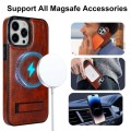 For iPhone 14 Pro Max Retro Leather Invisible Stand MagSafe Phone Case(Brown)