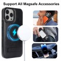 For iPhone 14 Pro Retro Leather Invisible Stand MagSafe Phone Case(Black)