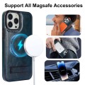 For iPhone 14 Pro Retro Leather Invisible Stand MagSafe Phone Case(Blue)