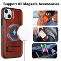 For iPhone 14 Plus Retro Leather Invisible Stand MagSafe Phone Case(Brown)