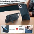 For iPhone 14 Retro Leather Invisible Stand MagSafe Phone Case(Blue)