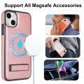 For iPhone 14 Retro Leather Invisible Stand MagSafe Phone Case(Rose Gold)
