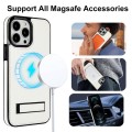 For iPhone 12 Pro Max Retro Leather Invisible Stand MagSafe Phone Case(White)