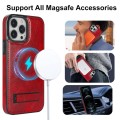 For iPhone 12 Pro Max Retro Leather Invisible Stand MagSafe Phone Case(Red)