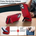 For iPhone 12 Pro Max Retro Leather Invisible Stand MagSafe Phone Case(Red)