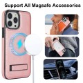 For iPhone 12 Pro Max Retro Leather Invisible Stand MagSafe Phone Case(Rose Gold)