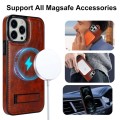 For iPhone 12 Pro Max Retro Leather Invisible Stand MagSafe Phone Case(Brown)
