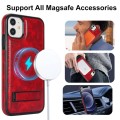 For iPhone 12 / 12 Pro Retro Leather Invisible Stand MagSafe Phone Case(Red)