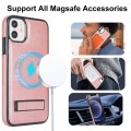 For iPhone 12 / 12 Pro Retro Leather Invisible Stand MagSafe Phone Case(Rose Gold)