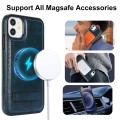 For iPhone 12 mini Retro Leather Invisible Stand MagSafe Phone Case(Blue)