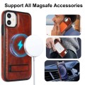 For iPhone 12 mini Retro Leather Invisible Stand MagSafe Phone Case(Brown)