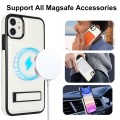 For iPhone 11 Retro Leather Invisible Stand MagSafe Phone Case(White)