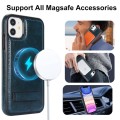 For iPhone 11 Retro Leather Invisible Stand MagSafe Phone Case(Blue)