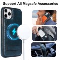 For iPhone 11 Pro Retro Leather Invisible Stand MagSafe Phone Case(Blue)