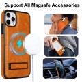 For iPhone 11 Pro Retro Leather Invisible Stand MagSafe Phone Case(Yellow)