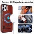 For iPhone 11 Pro Retro Leather Invisible Stand MagSafe Phone Case(Brown)