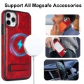 For iPhone 11 Pro Max Retro Leather Invisible Stand MagSafe Phone Case(Red)