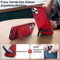 For iPhone 11 Pro Max Retro Leather Invisible Stand MagSafe Phone Case(Red)