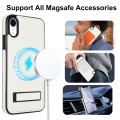For iPhone XR Retro Leather Invisible Stand MagSafe Phone Case(White)