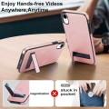 For iPhone XR Retro Leather Invisible Stand MagSafe Phone Case(Rose Gold)