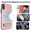 For iPhone X / XS Retro Leather Invisible Stand MagSafe Phone Case(Rose Gold)