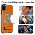 For iPhone X / XS Retro Leather Invisible Stand MagSafe Phone Case(Yellow)