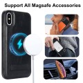 For iPhone XS Max Retro Leather Invisible Stand MagSafe Phone Case(Black)