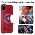For iPhone XS Max Retro Leather Invisible Stand MagSafe Phone Case(Red)