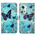 For OPPO Reno11 5G Global Colored Drawing Pattern Plain Weave Leather Phone Case(Caring Butterfly)
