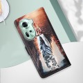 For OPPO Reno11 5G Global Colored Drawing Pattern Plain Weave Leather Phone Case(Cats And Tigers)