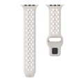For Apple Watch SE 2023 44mm Oval Holes Fluororubber Watch Band(Starlight)