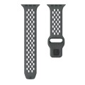 For Apple Watch Series 7 45mm Oval Holes Fluororubber Watch Band(Dark Grey)