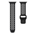 For Apple Watch Series 3 42mm Oval Holes Fluororubber Watch Band(Black)
