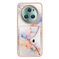 For Honor Magic5 Pro Marble Pattern IMD Card Slot Phone Case(Galaxy Marble White)
