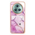 For Honor Magic5 Pro Marble Pattern IMD Card Slot Phone Case(Pink Purple Gold)