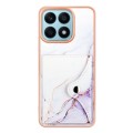 For Honor X8a Marble Pattern IMD Card Slot Phone Case(White Purple)