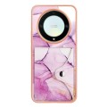 For Honor X9a / Magic5 Lite Marble Pattern IMD Card Slot Phone Case(Pink Purple Gold)