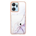 For Honor X7a Marble Pattern IMD Card Slot Phone Case(White Purple)
